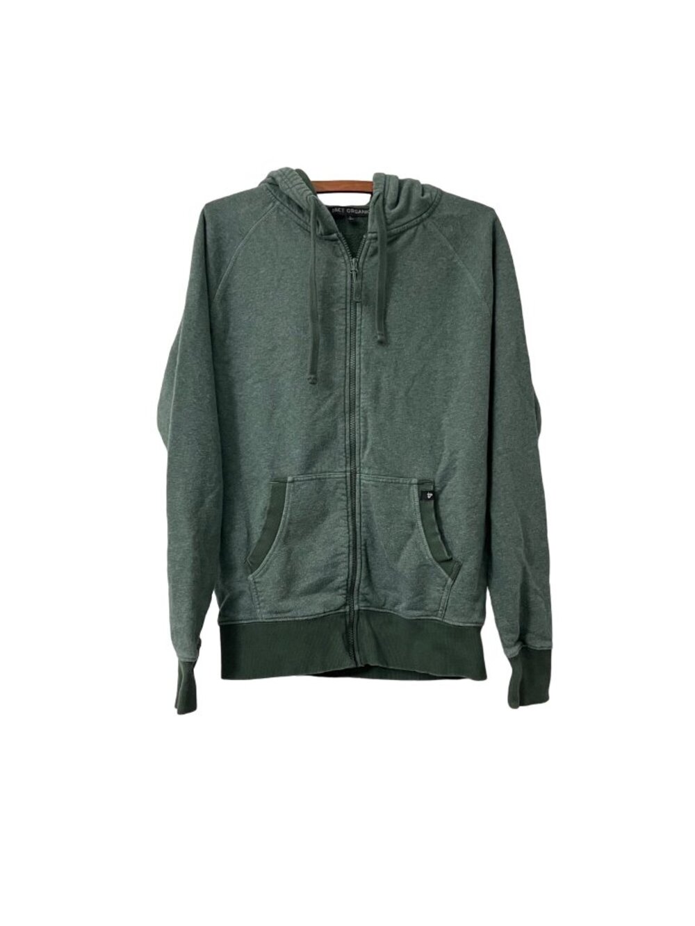 Pact Organic Mens Heather Green Full Zip Hoodie Sweater Size Small